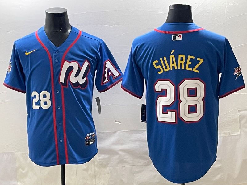 Men 2025 Arizona Diamondback #28 Suarez Blue All star Nike MLB Jersey style 04